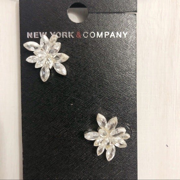 New York & Company Rhinestone Flower Earrings NOC - Picture 2 of 6